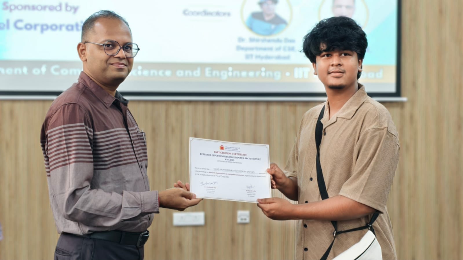 Award Certificate for Successfully Completing IIT Hyderabad’s Event on Research Opportunities in Computer Architecture